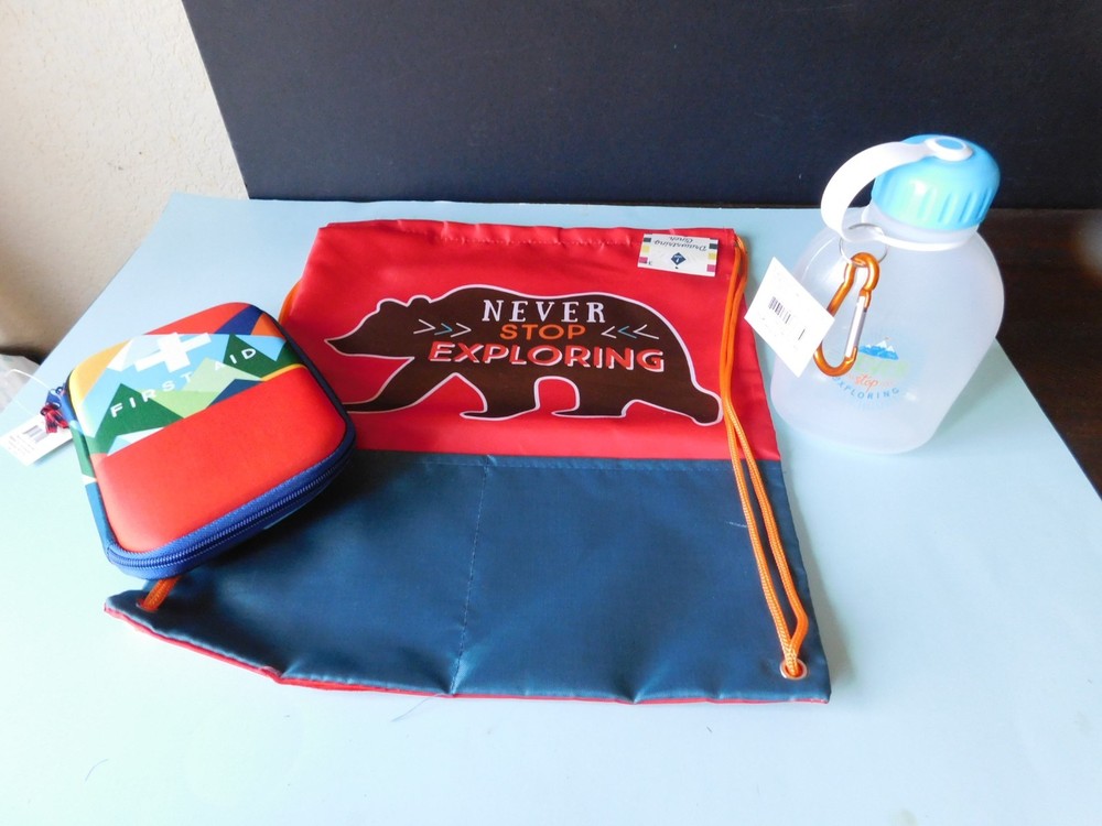 3 PIECE SET FOR CAMPING OR HIKING INCLUDES BAG WITH DRAWSTRING CINCH