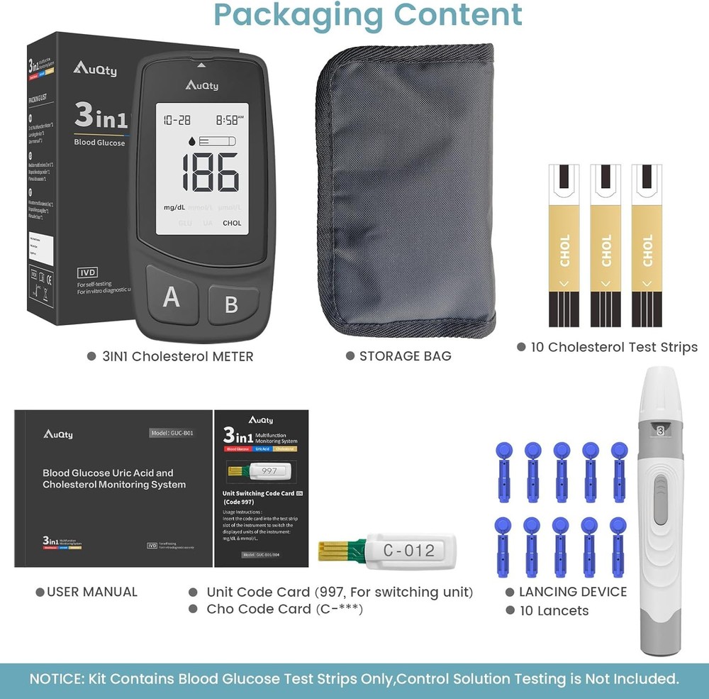 Cholesterol Test kit with 10 Cholesterol Test Strip for Home Use