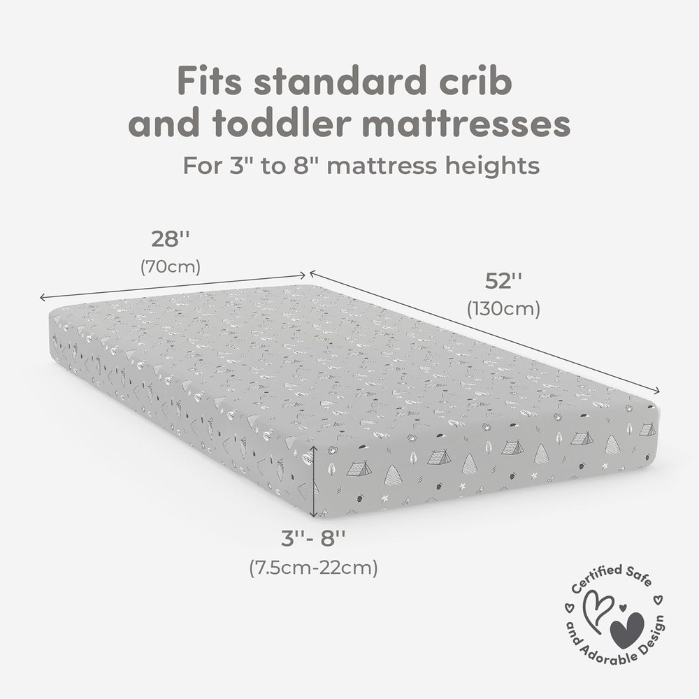 Sweety Fox 2-Pack Fitted Crib Sheets, 52"x28", Woodland Pattern (NEW)