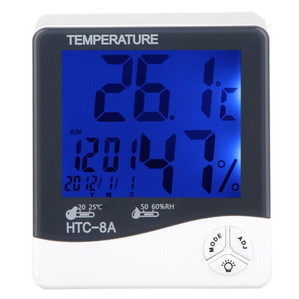 HTC-8A Digital Luminous Thermometer Hygrometer Temp Humidity Test Clock new