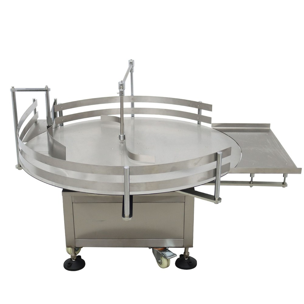 Auto Round Bottle Labeling Machine W/ Printer&39.3"Bottle Accumulation Table110V