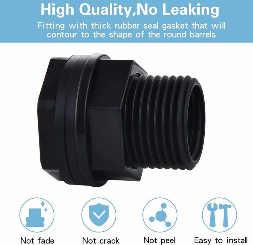 10Pcs1/2Inch Bulkhead Fitting Double Threaded Water Tank Connector Hose Threaded