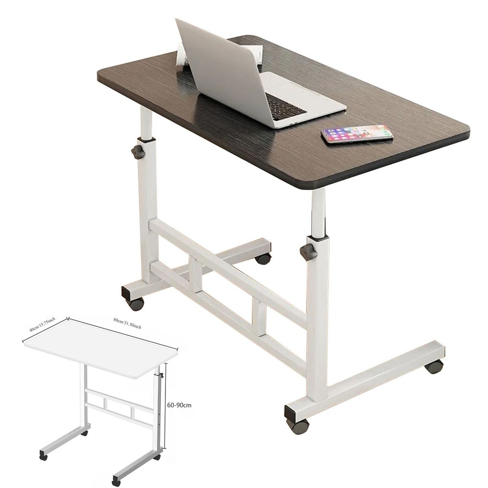 Portable Rolling Computer Desk Adjustable Height Mobile Stand Up Desk with Shelf