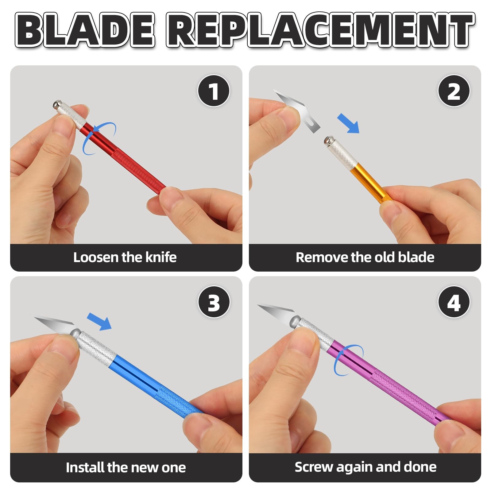 55 Pack Exacto Knife, Hobby Knife Set with 5 Craft Knives and 50 Precision Knife