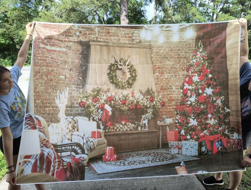 Christmas Fireplace Photo Backdrop 5x7 New