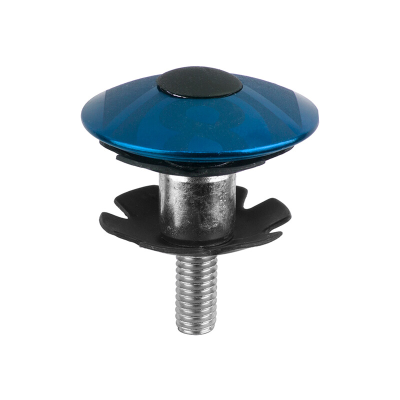 Origin-8 Threadless Headset Top Cap & Bolt 1-1/8 Ano Blue + Fork Star Nut