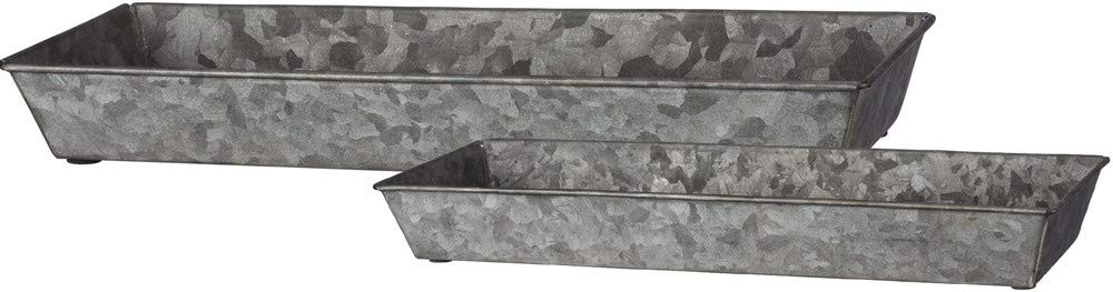 Primitives by Kathy 39710 Rectangular Trays, Set of Two, Galvanized