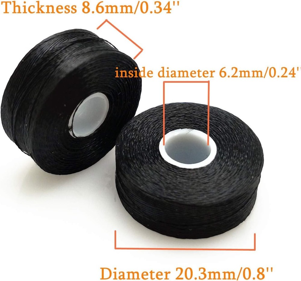 Prewound Bobbin Thread, Sideless, 144pcs Type L Size (SA155) (72White + 72Bla...