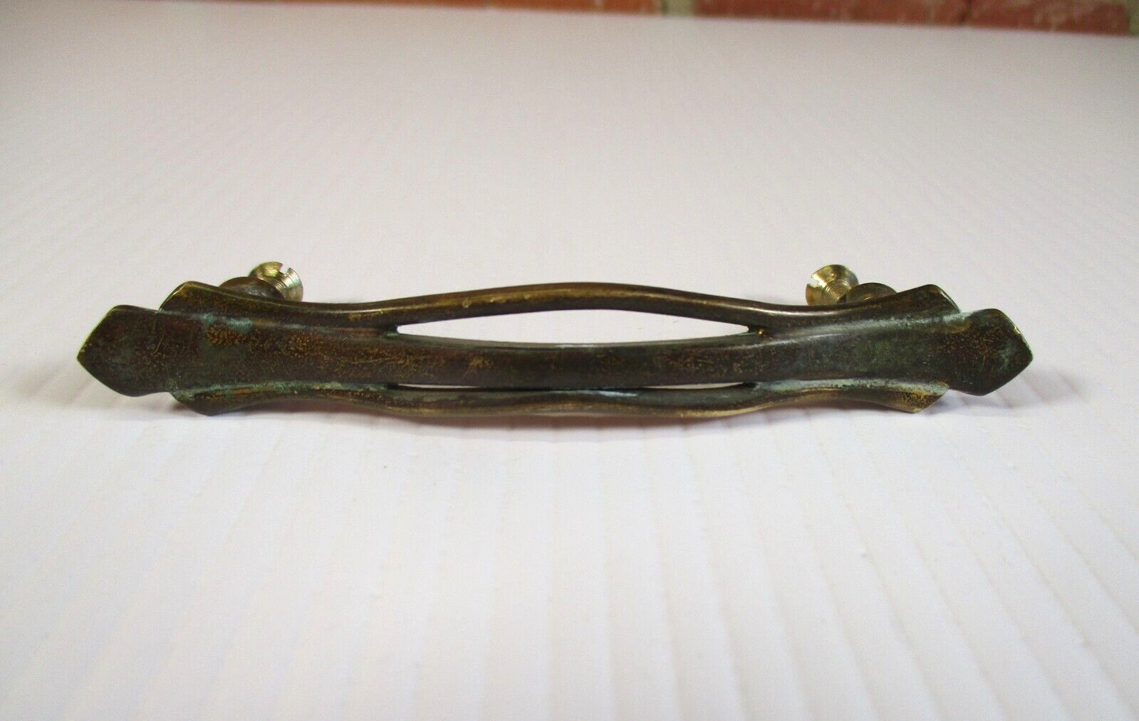 Vintage Solid Brass Drawer Pulls Pair 4" Hole Centers Cabinet Furniture Handles