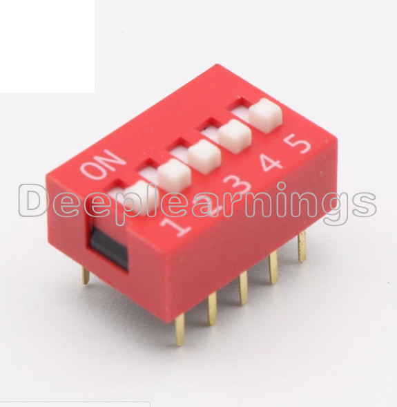 50Pcs Slide Type Switch Module 2.54mm 5-Bit 5 Position Way DIP Red Pitch