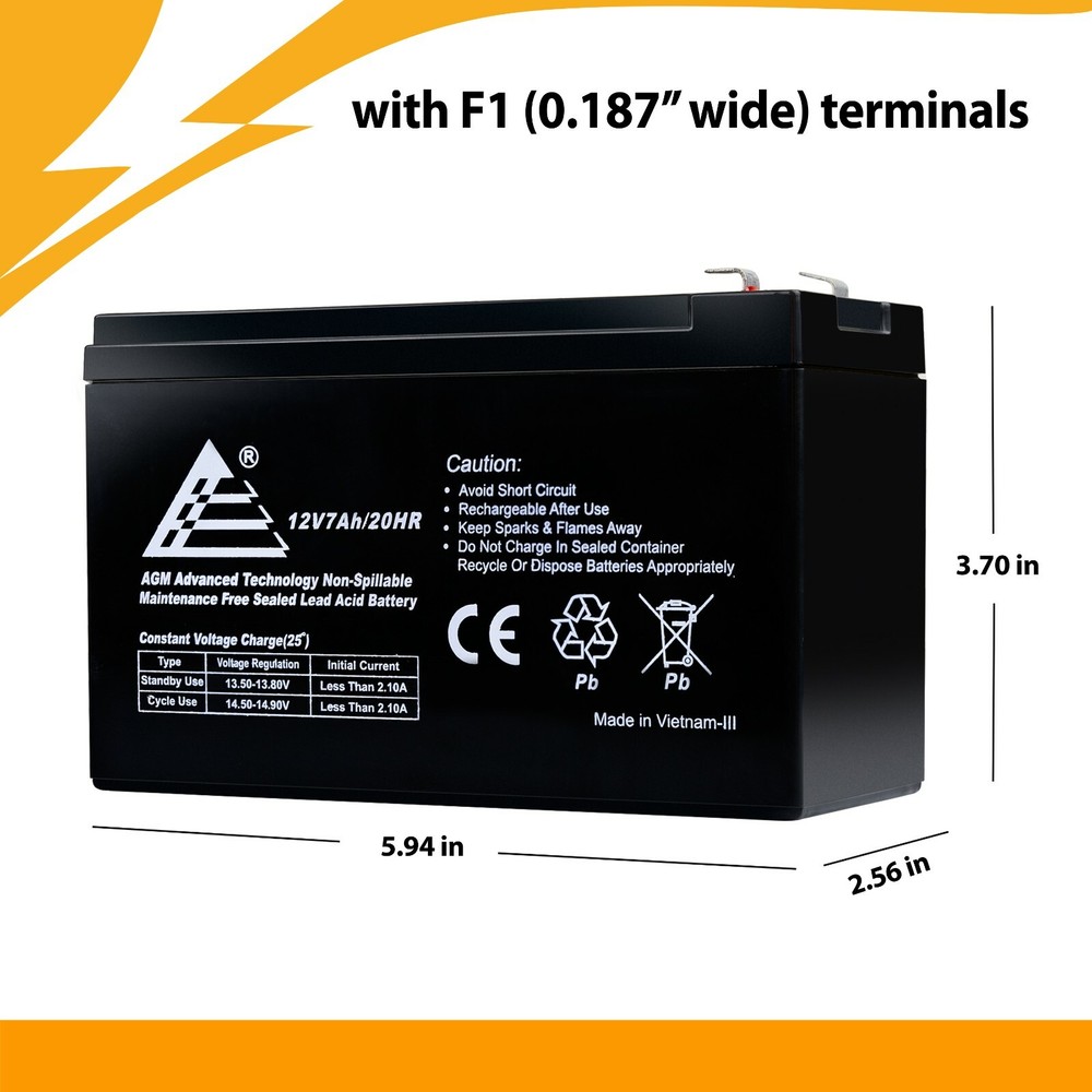 2 Pack: 12V 7Ah Compatible Replacement Battery for RBC2 APC