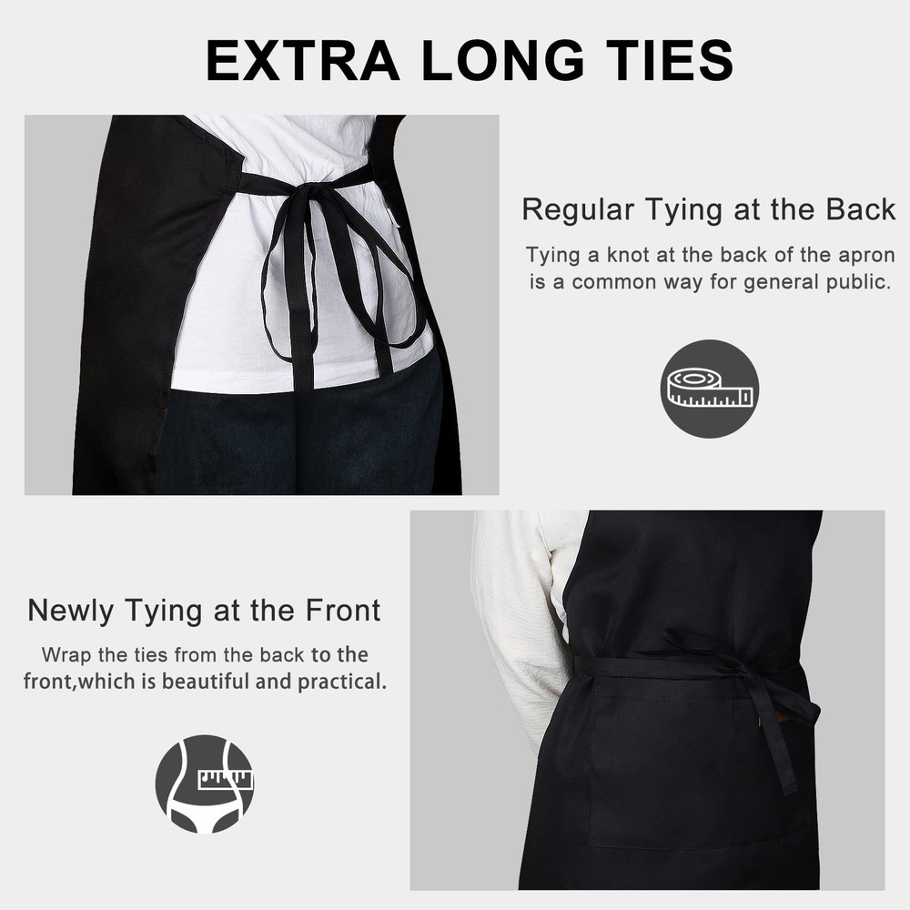 Apron, Adjustable 2 Pack Bib Aprons with 2 Pockets Cooking Kitchen Aprons for...
