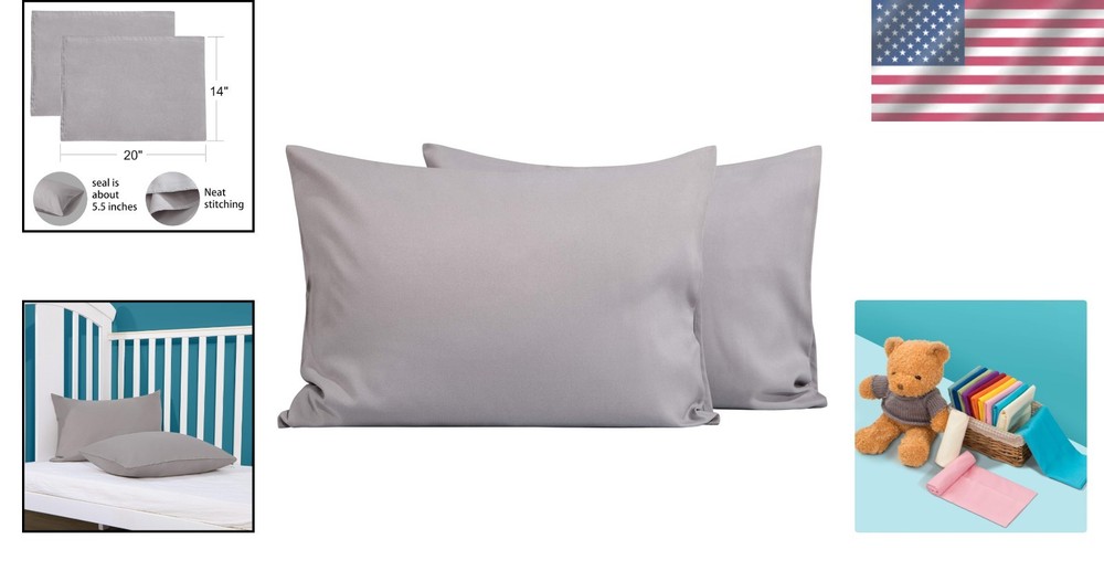 2 Pack Microfiber Toddler Pillowcases - Soft, Cozy, Adjustable Fit
