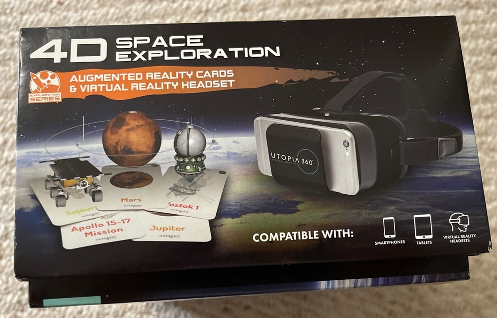 4D+ Utopia 360 VR Headset & Space Exploration Augmented Reality Cards