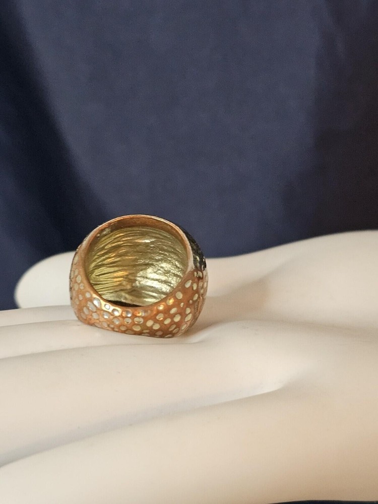 Vintage Hammered Copper with Silver overlay Dome Ring