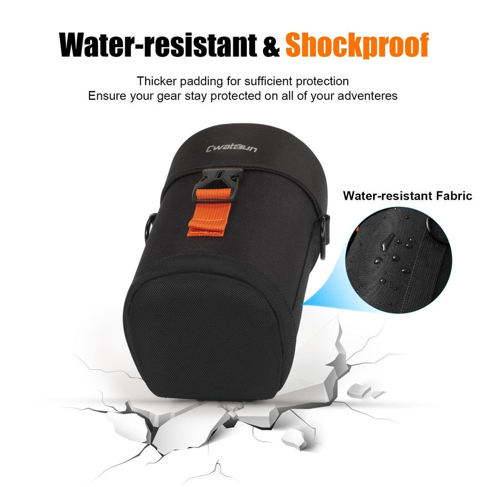 Camera Lens Case, Hard Case Shockproof DSLR Camera Lens Pouch with Shoulder S...