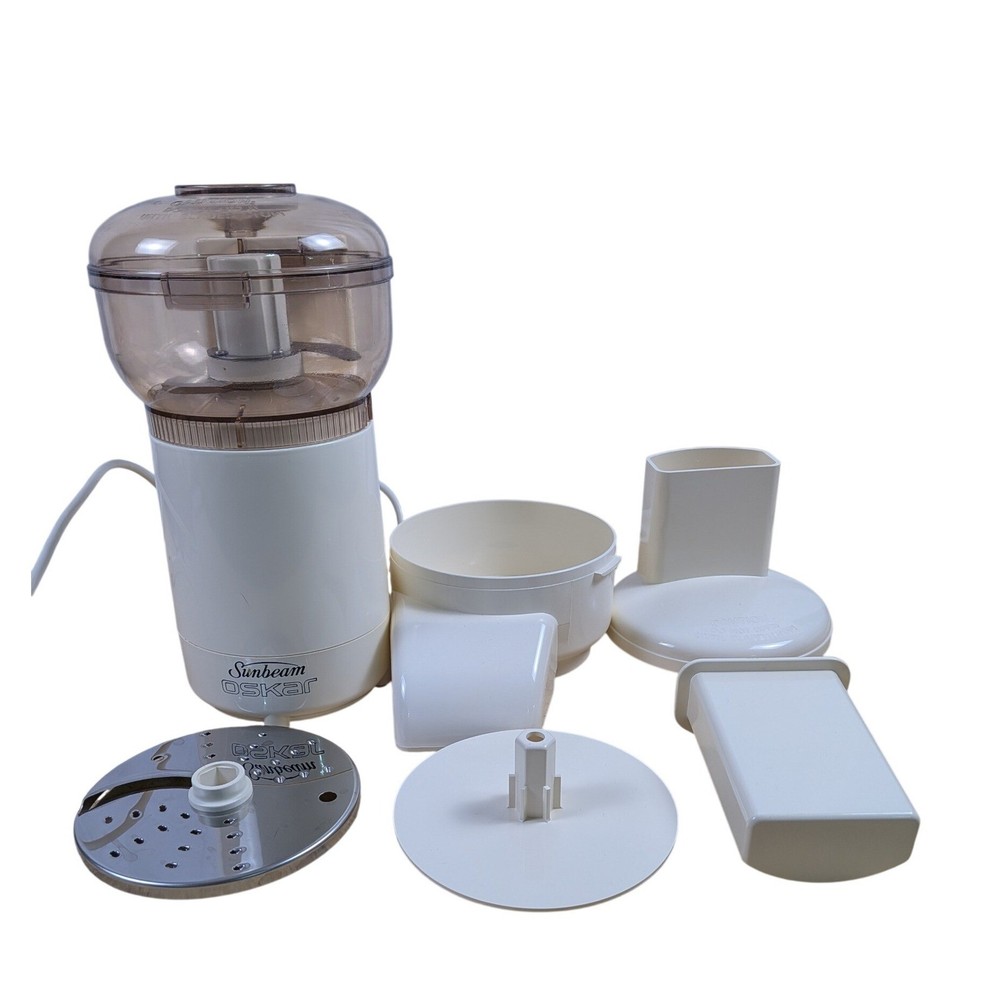 Sunbeam Oskar Food Processor Chopper White Vintage Model with Attachments