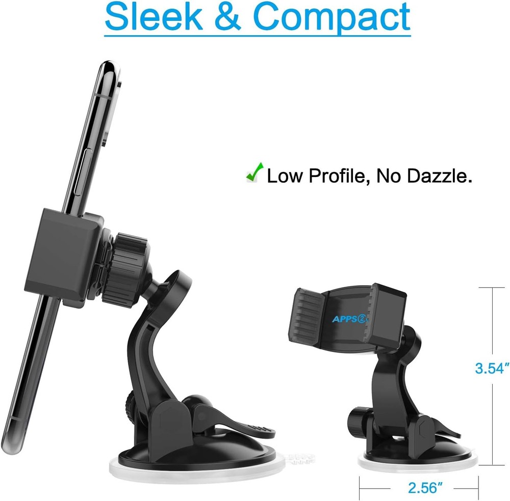 APPS2Car Suction Cup Phone Holder for Car with Adjustable Mount