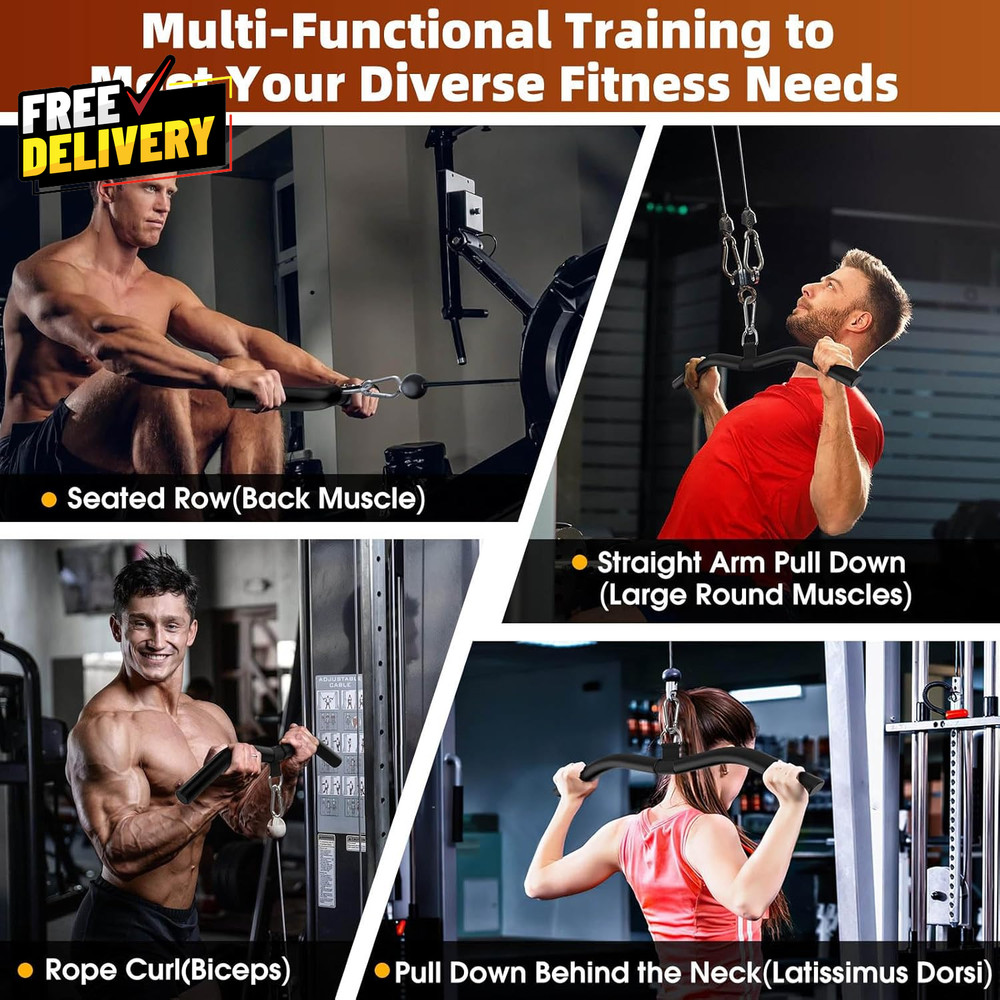 LAT Pulldown Bar Attachments for Pulley Cable Machine Single D-Handle Tricep P..