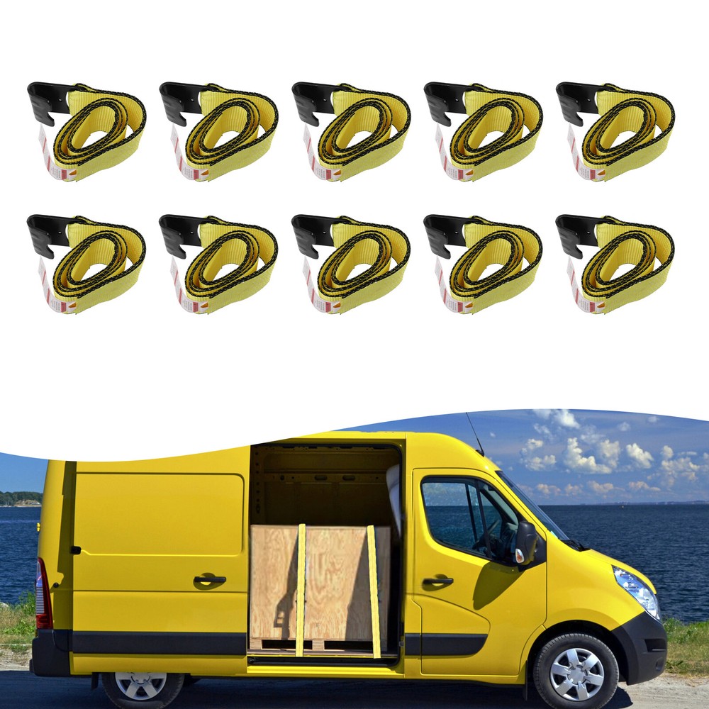 10 Pack 4" x 5' Winch Tie Down Straps with Flat Hook for Heavy Duty Use