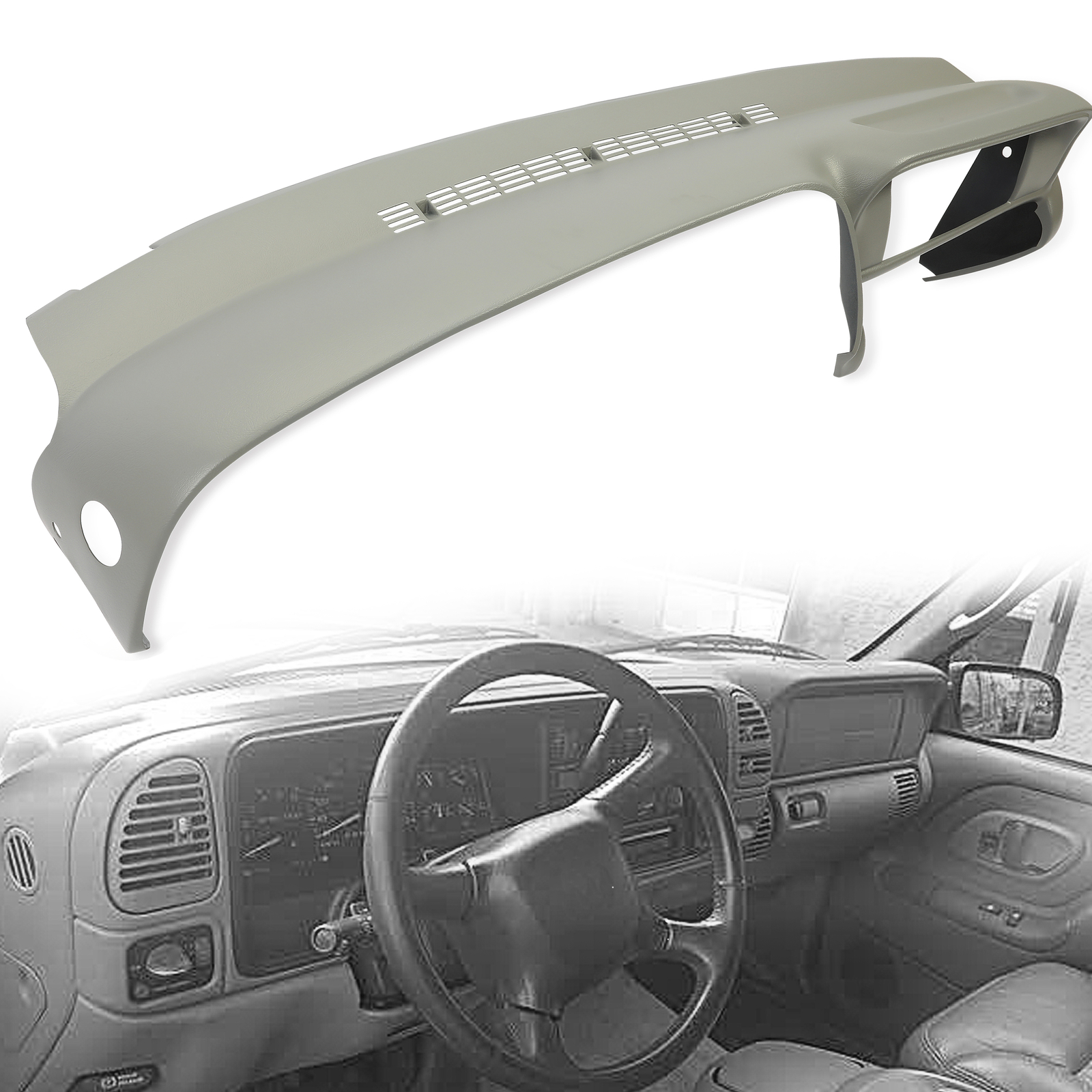 Molded Dash Cover Overlay for 1997-99 2000 Chevy GMC SUVs C/K1500 Suburban Grey