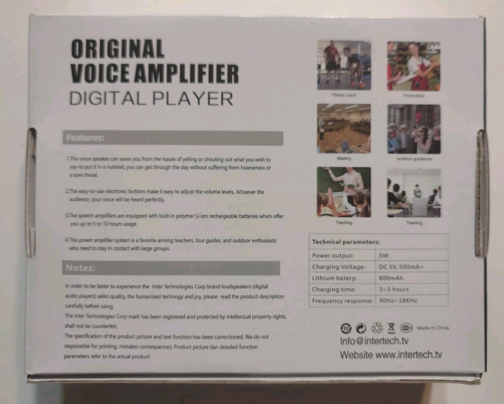 Inter Technologies Original Voice Amplifier w/ Headset Microphone Teaching New