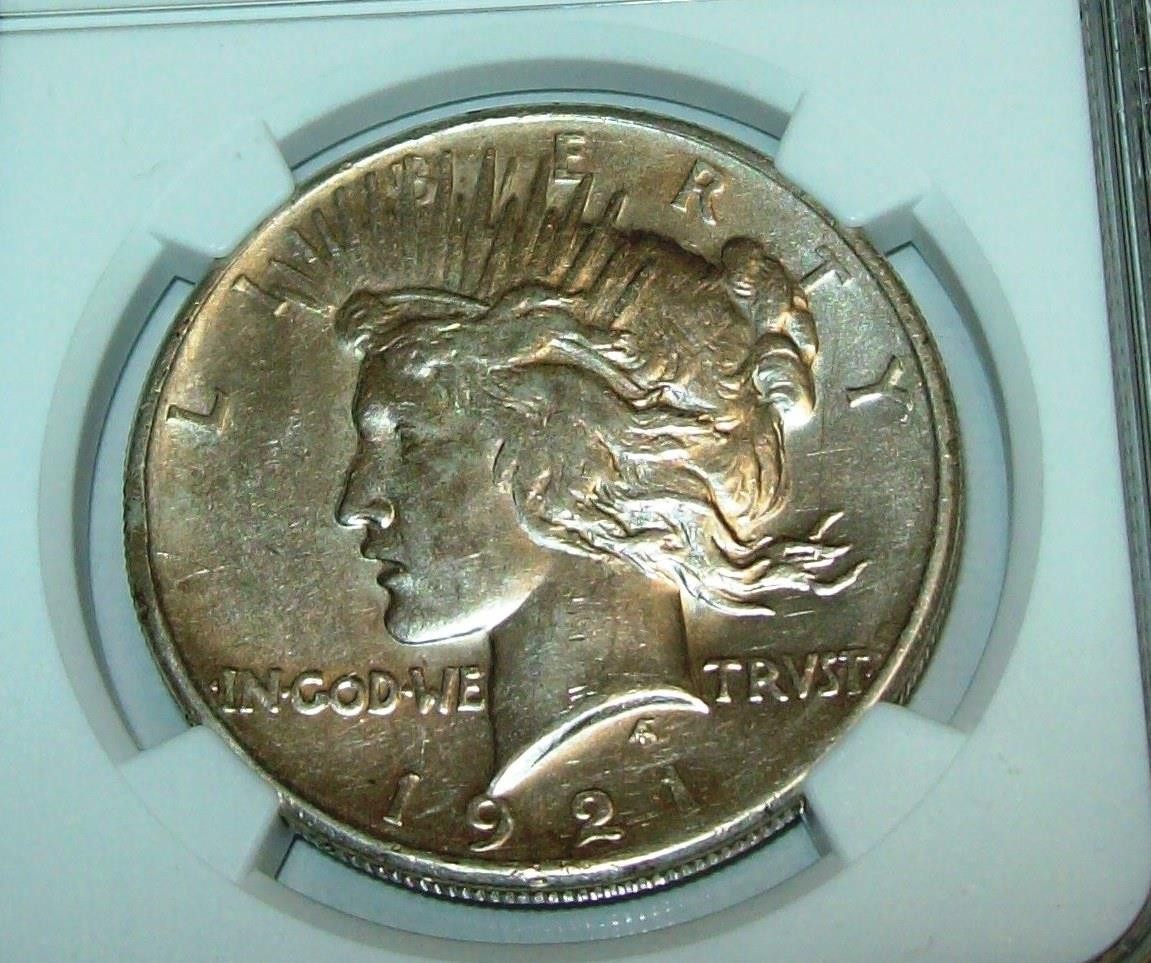 1921 PEACE SILVER DOLLAR HIGH RELIEF COIN CERTIFIED NGC AU DETAILS RARE $1