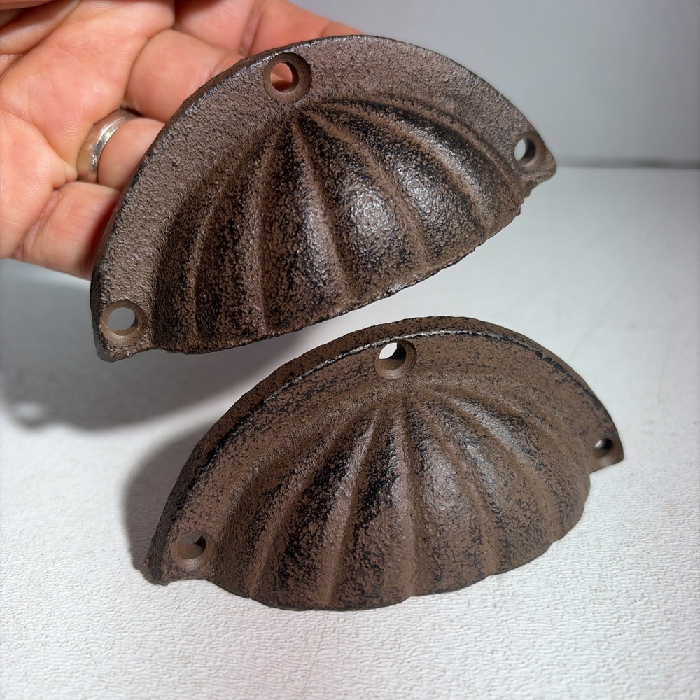 Pair Of Cast Iron Shell Drawer Pulls Handles