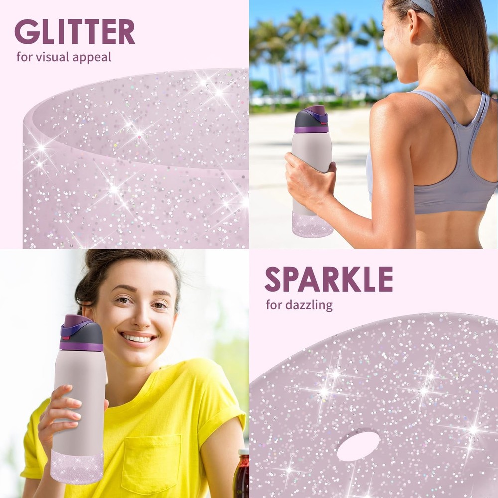 Protective Glitter Silicone Boot Compatible with Owala 24oz 32oz 40oz, Bling ...
