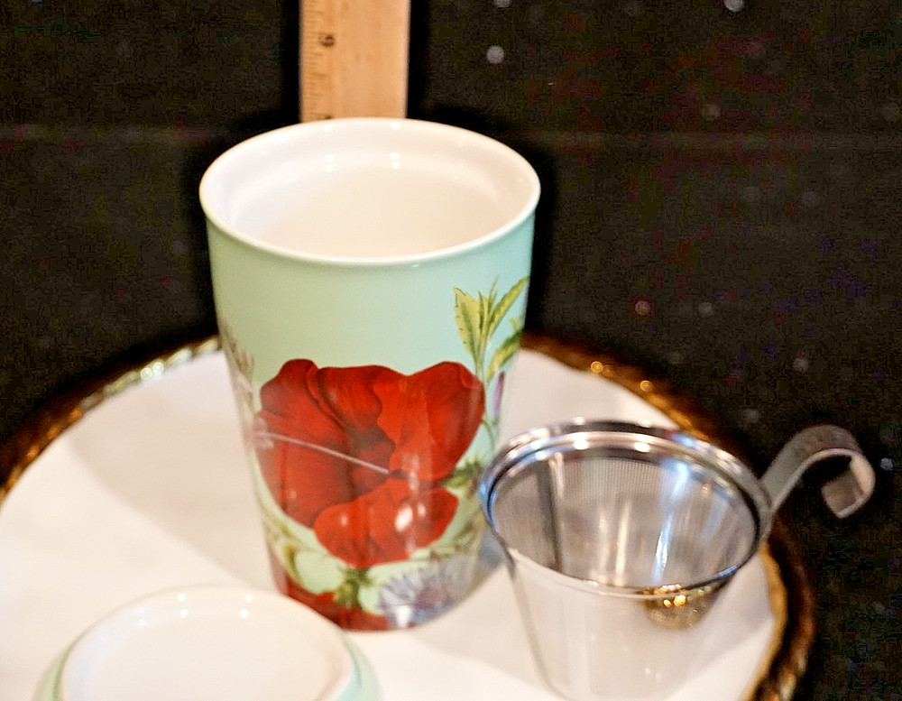 Tea Forte Fleur Ceramic Steeping Cup W/ Infuser Brewing System NEW