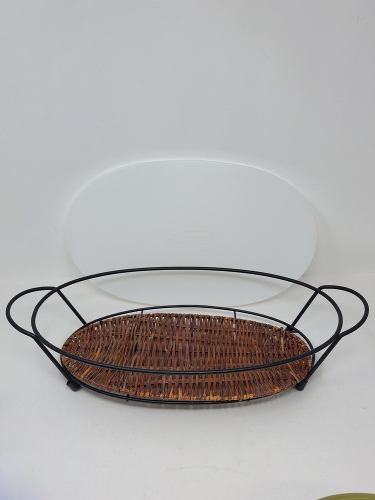 Temptations Green Divided Casserole Baking Dish With Lid & Stand Fruit Basket