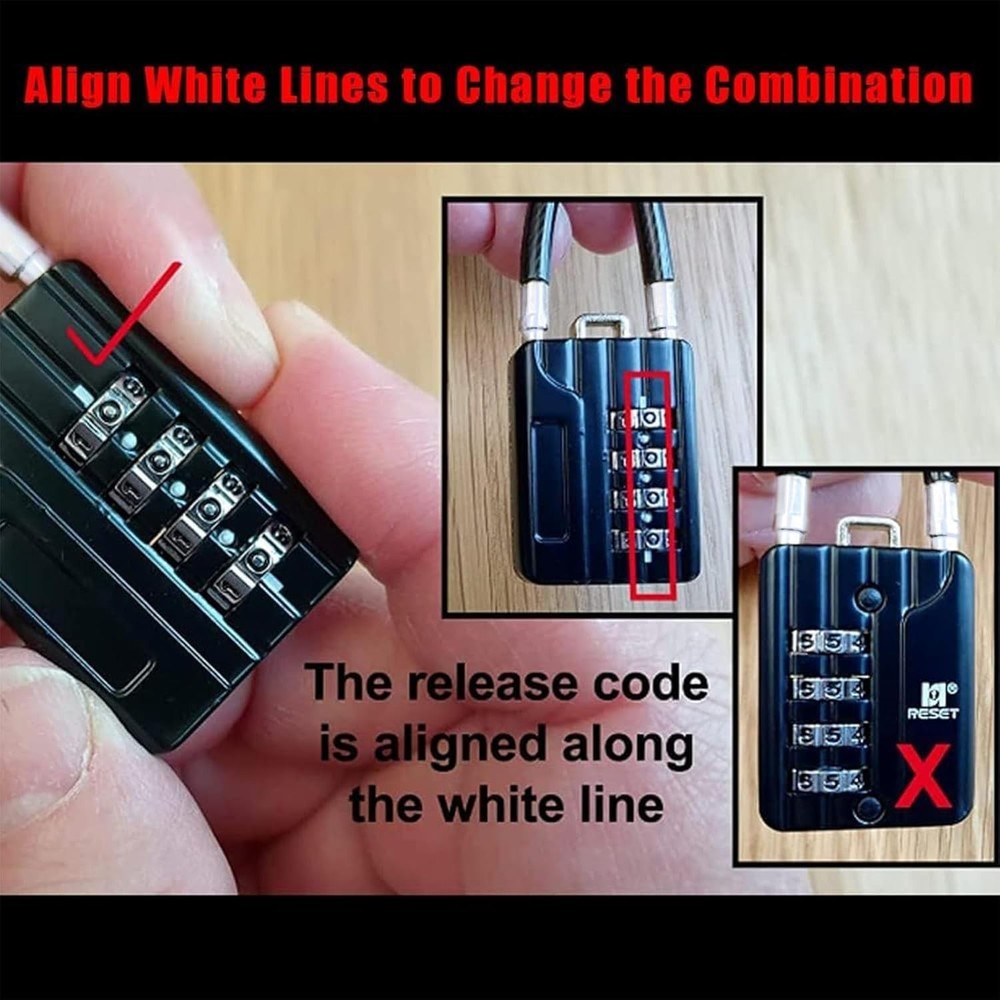 201 2 Pack 4 Digit Combination Padlock with 12 inch 30cm Flexible Cable, Long...