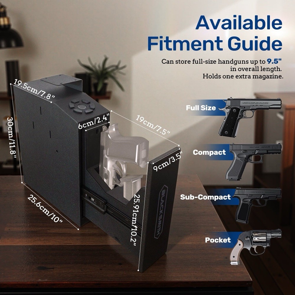 Blacksmith Pistol Safe, Slider, Fingerprint, APP Quick Access