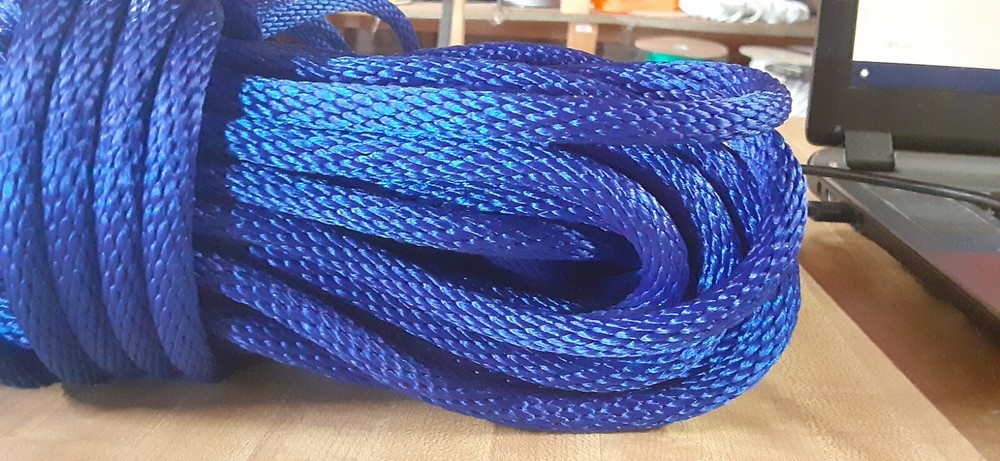 3/8” x 182 ft. Solid Braid MFP Rope Hank. Blue. Made in USA