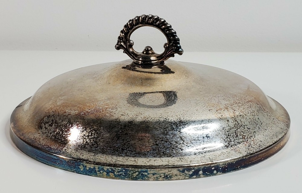 Rogers Silverplated Lid ONLY 9.5" Round Regal Handle Tarnish Stained Replacement