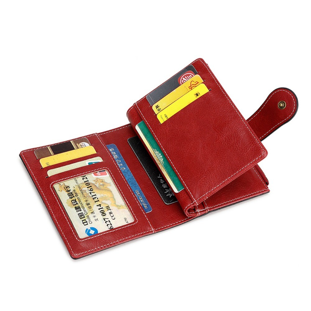 Women Small Leather RFID Blocking Wallet Mini Bifold Purse