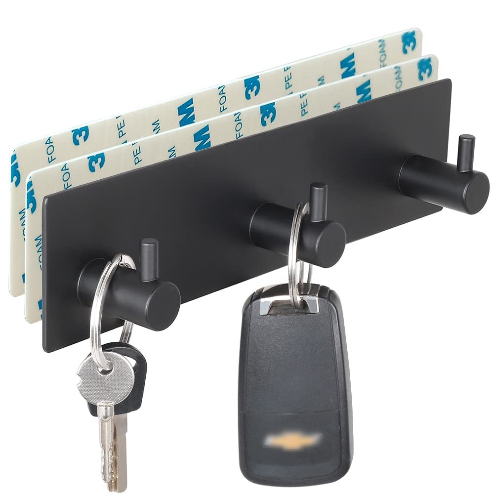 Self-Adhesive No Damage Key Holder Rack for Wall with 3 Key Hooks