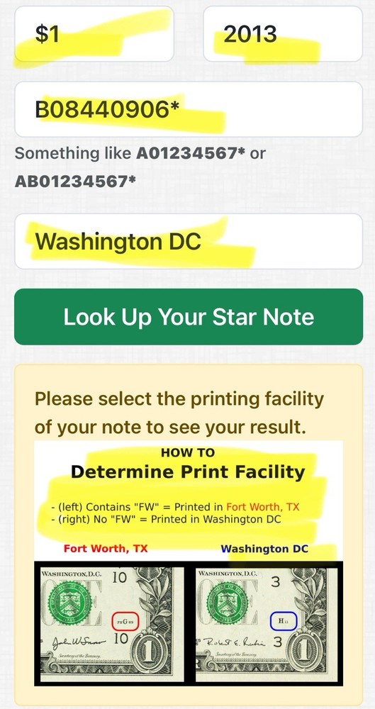 🌟Star Note 2013 B Duplicate Serial ERROR B08440906* Fancy Number $1 Bill D/C