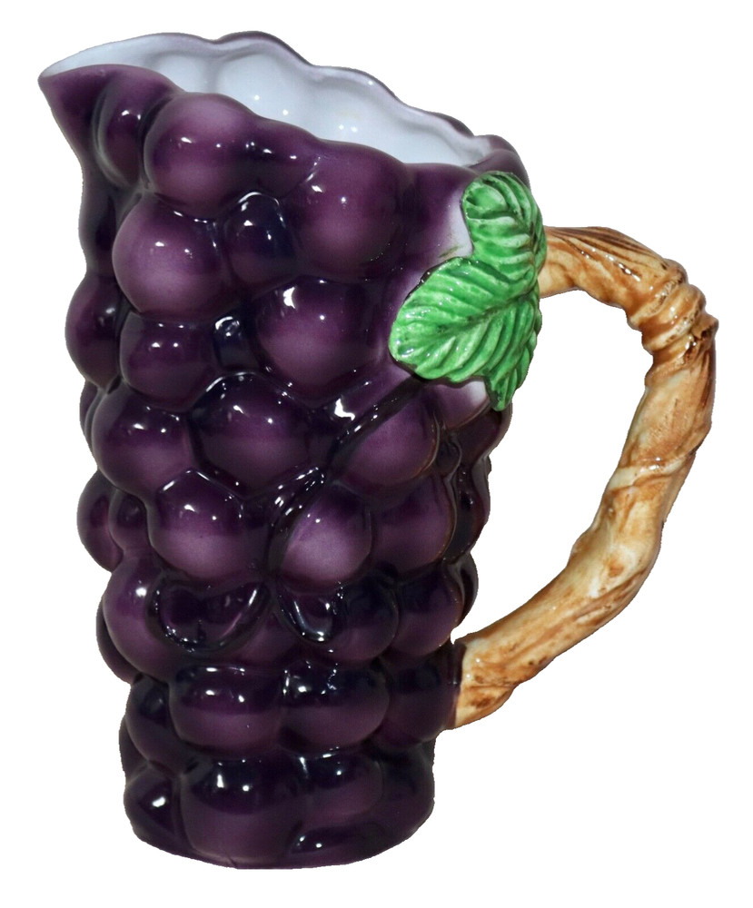 Lefton Grape Cluster Handled Pitcher #641 Red Foil Sticker 1953 - 1971