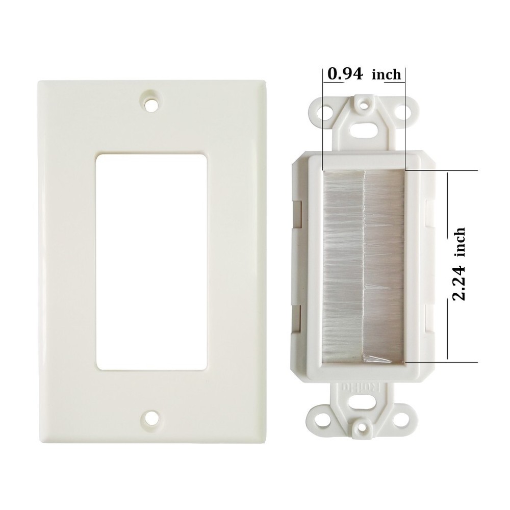 Brush Wall Plate + Low Voltage Mounting Bracket 5-Pack Cable Pass Through Insert