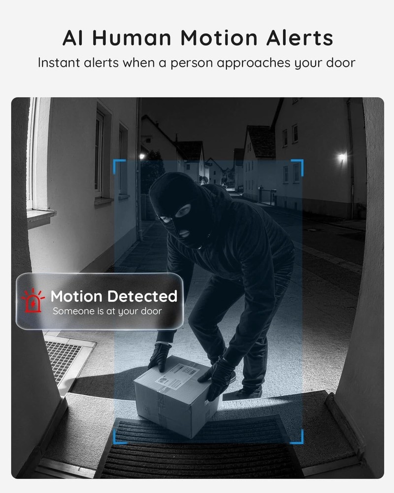Motion Sensor Wireless Doorbell Camera - 166° Wide View, HDR