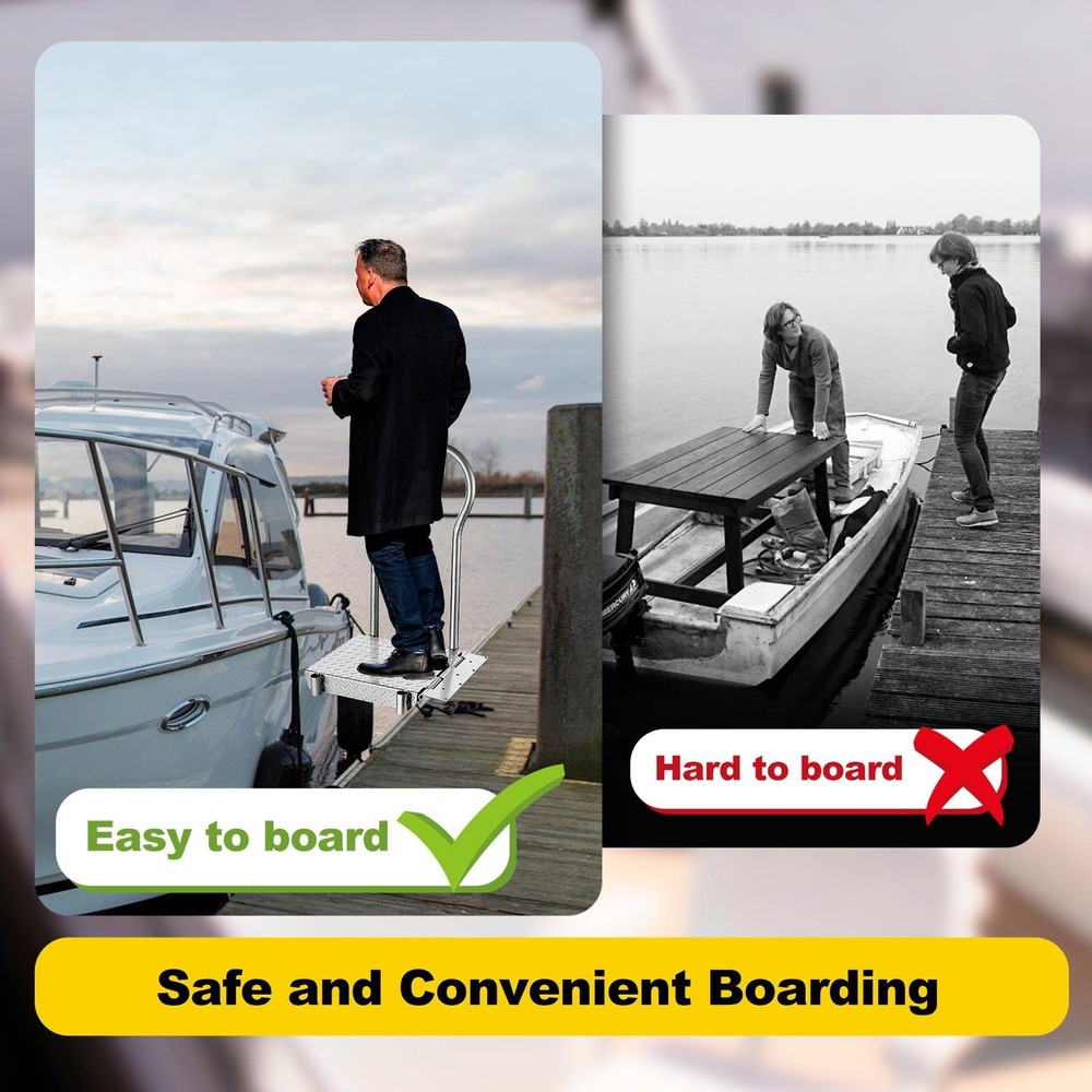 Foldable Boat Boarding Platforms W/Handrail Dock Extension Step Load 500lb