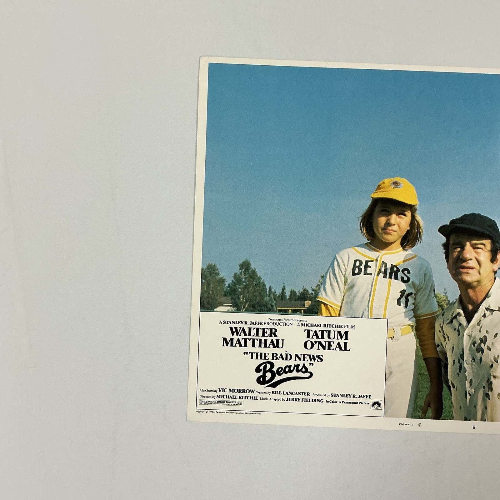 1976 The Bad News Bears Original 11x14” Lobby Card Walter Matthau Tatum O’Neal