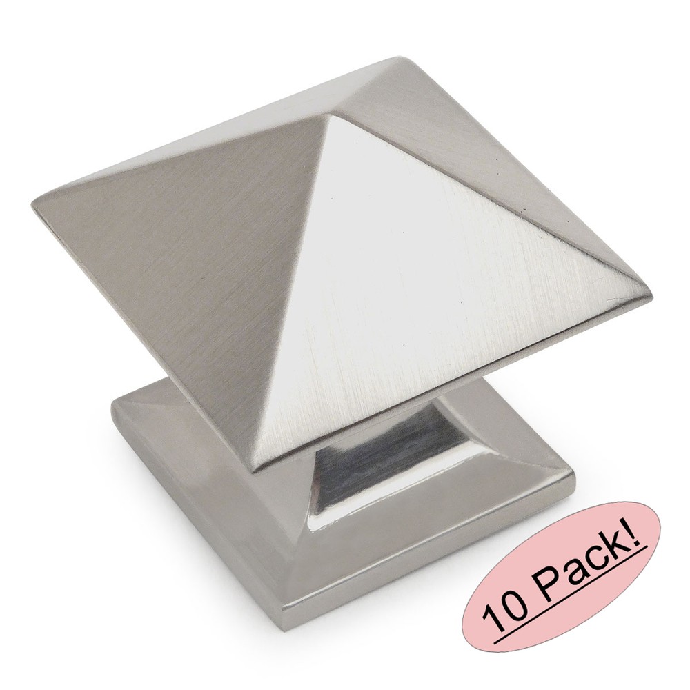 *10 Pack* Cosmas Satin Nickel Cabinet Hardware Square Knobs 10555SN