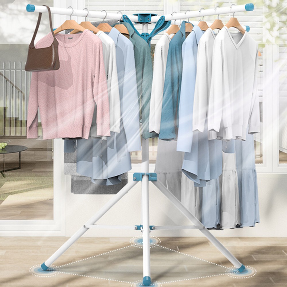 Foldable Drying Rack Space Saving Clothes Dryer Rack Adjustable Height 110-180cm