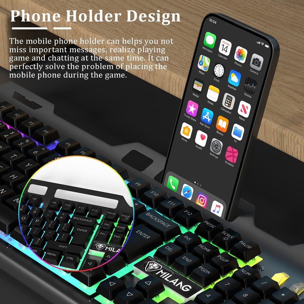 Wired Gaming Keyboard and Mouse Combo Mechanical Backlit for PC Computer Laptop