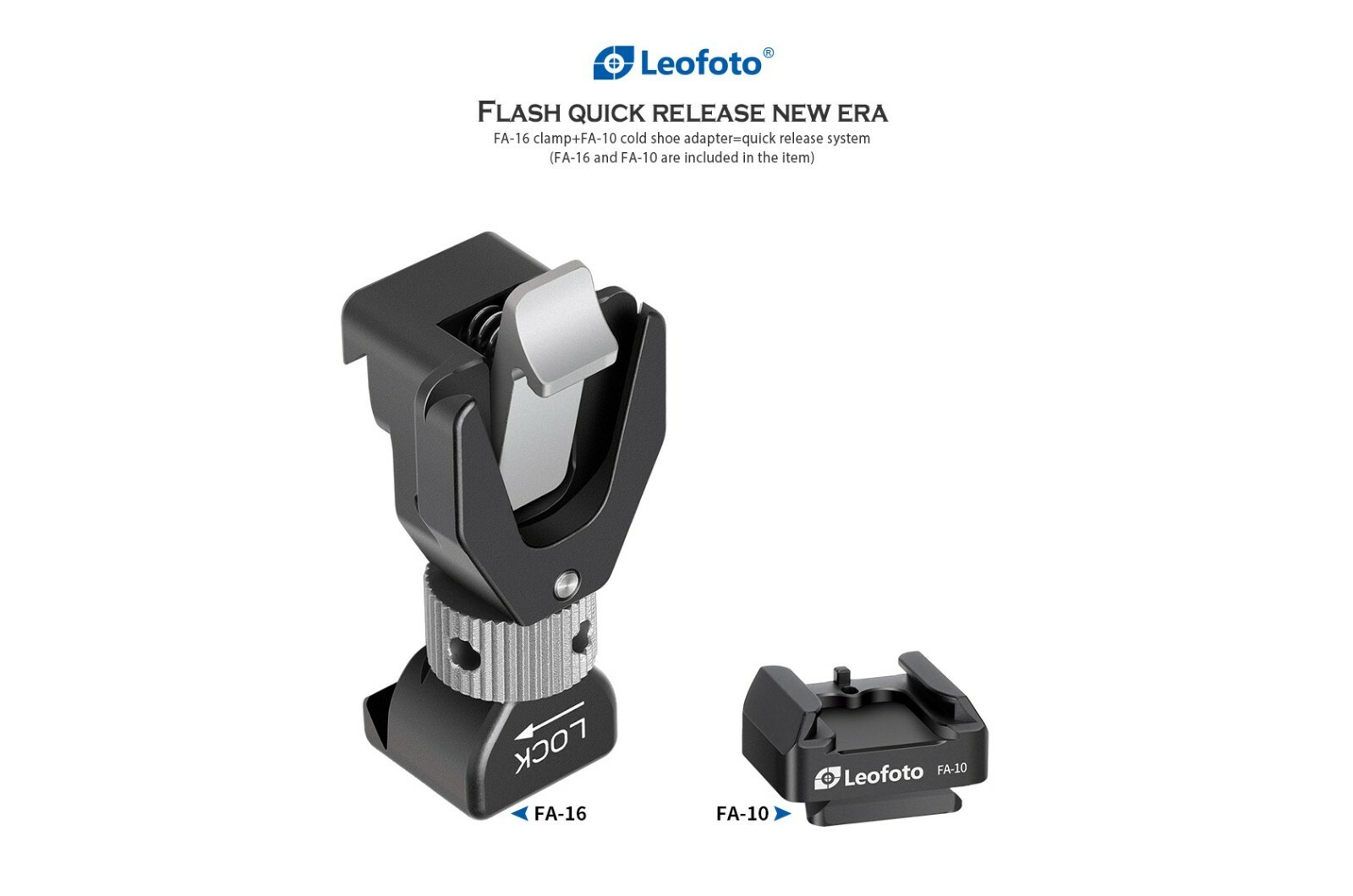Leofoto FA-16+FA-10 Kit QR Flash Adapter for L Plate Side Mount