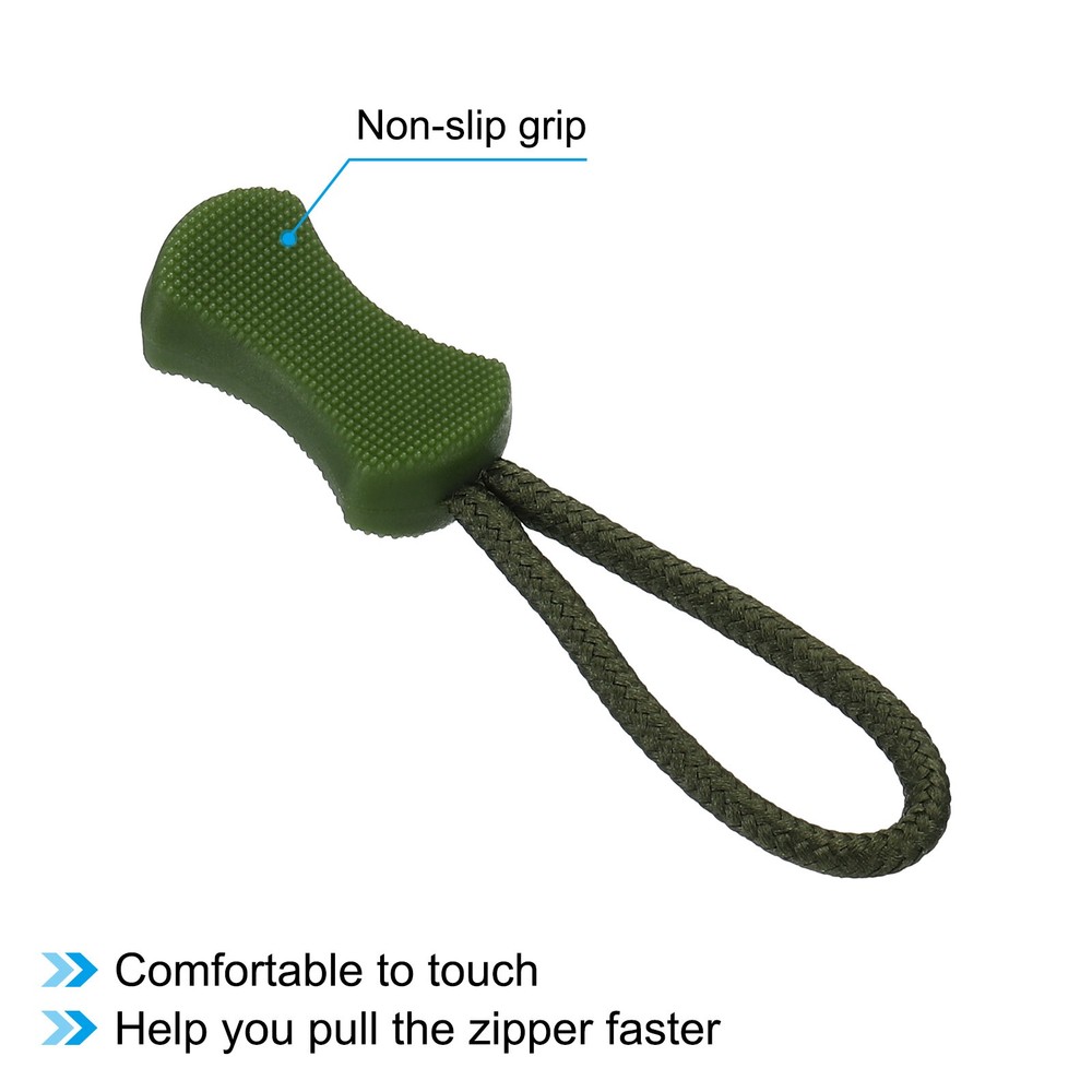 Zipper pulls, 20pcs cable extension handle repair, olive green