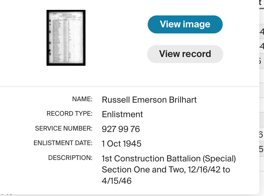 Original WWII US Navy Dog Tag 1st Construction Battalion SEABEES Brilhart CA6