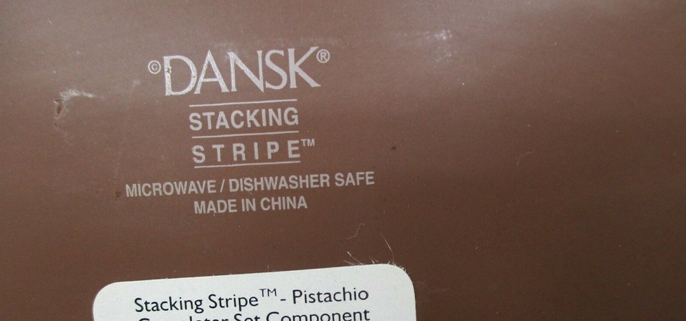 DANSK STACKING STRIPE PISTACHIO PLATTER- 14" - 0902D